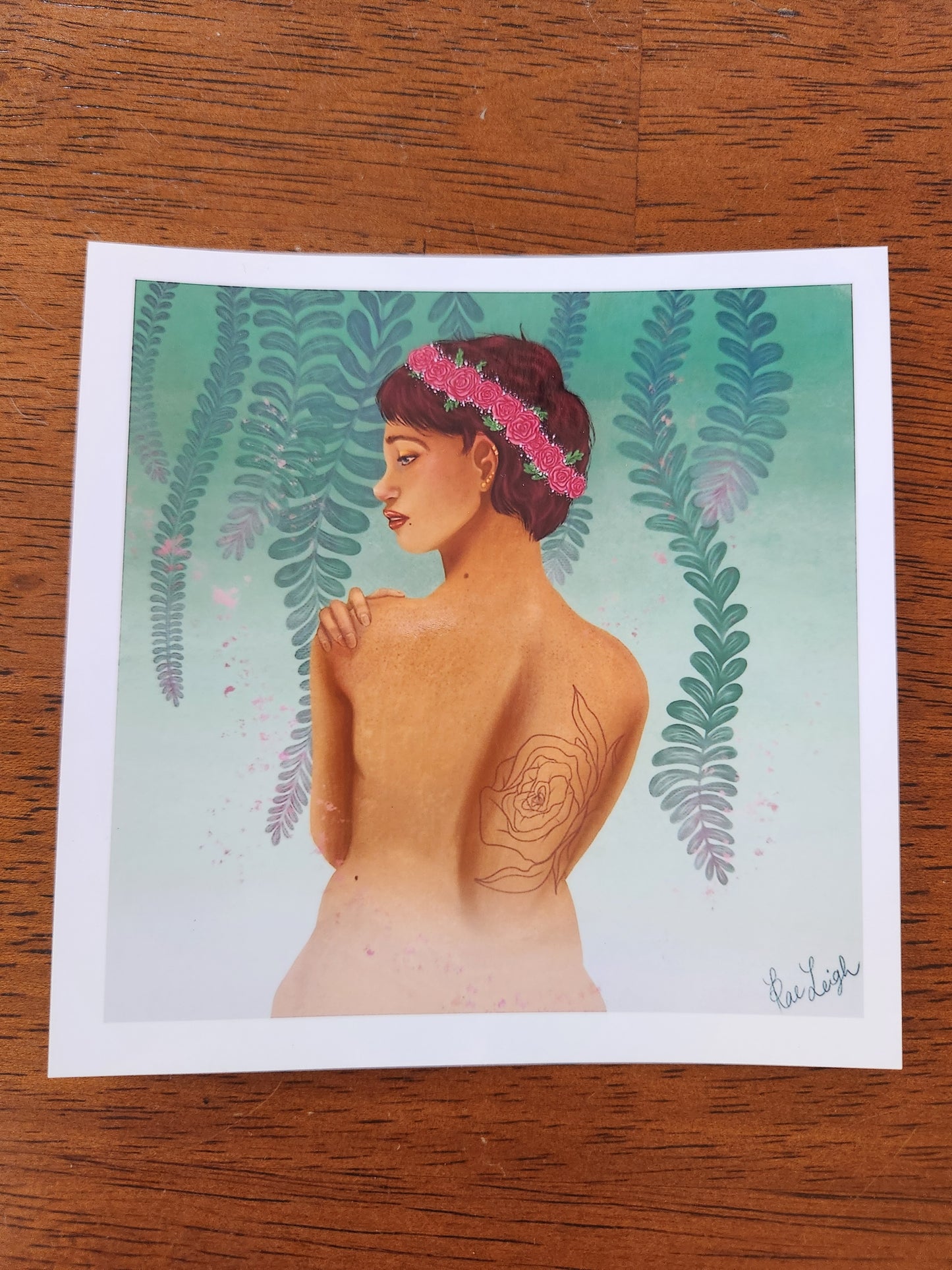4"x 4" Girl with the Rose Tattoo Print